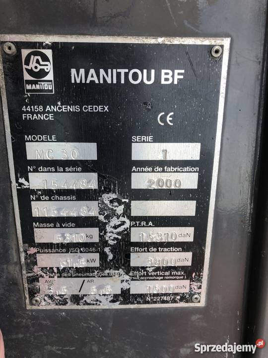 WÓZEK WIDŁOWY MANITOU MC30 30 TONY PERKINS STAN Piekarzew