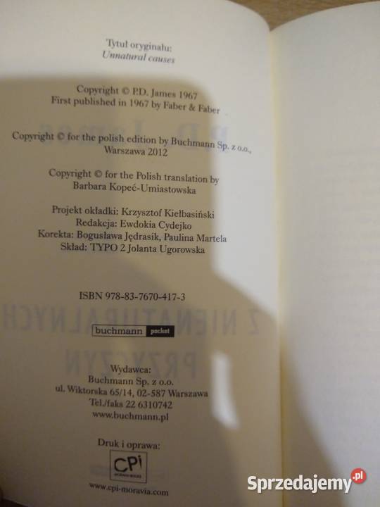 P D James Z nienaturalnych przyczyn Rok wydania 2012 Proza i poezja Dłutów
