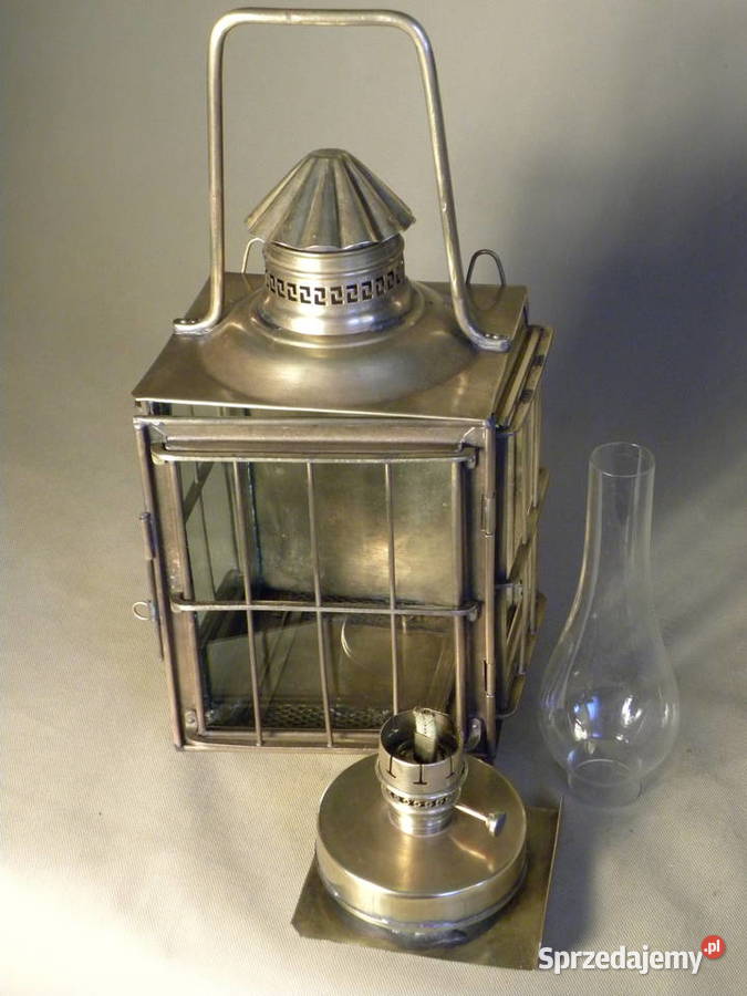 Stara duża mosiężna lampa latarnia naftowa Antyki Legnica