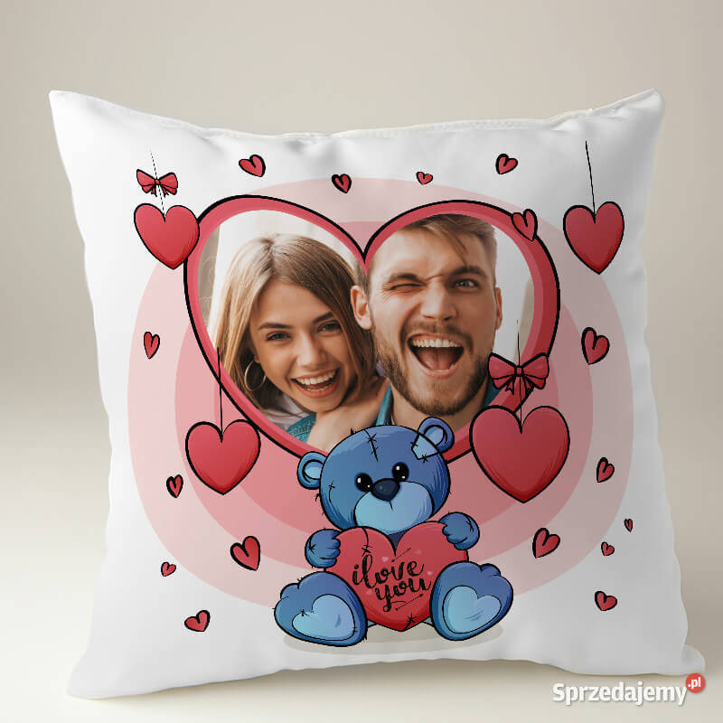 PODUSZKA ZAKOCHANYCH ZE ZDJĘCIEM NAPISEM I LOVE śląskie
