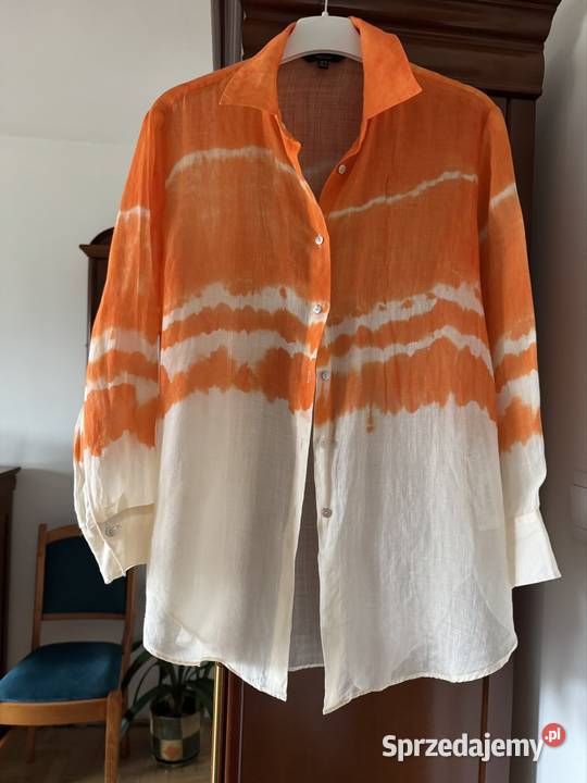 Koszula damska XS pomarańczowa Massimo Dutti len Inny materiał Bluzki i koszule Częstochowa
