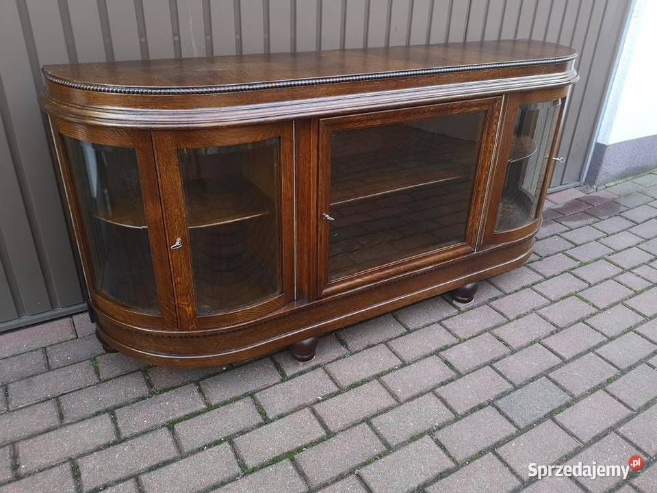 Komoda Witryna Dębowa Niska RTV Stara Antyk Meble wielkopolskie Swarzędz