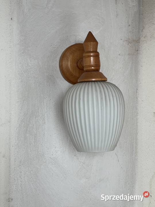 Lampa kinkiet szkło drewno 3 sztuki Dom i Ogród
