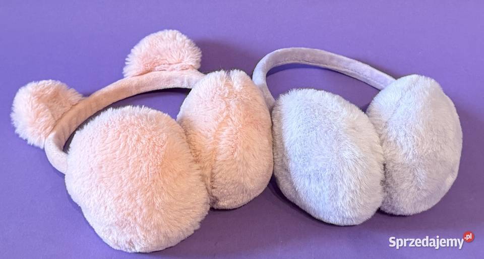 Futrzane nauszniki fioletowe i różowe Żyrardów