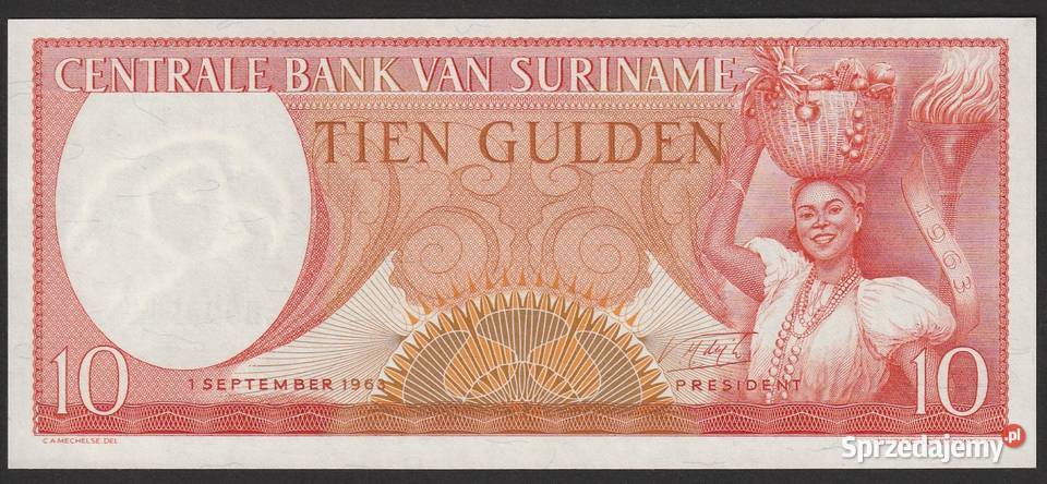 SURINAM 10 GULDEN 1963 UNC Łódź