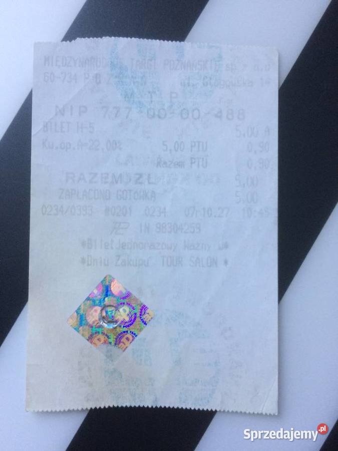 1052 Bilet Na Międzynarodowe Targi Poznańskie Szczecin sprzedam