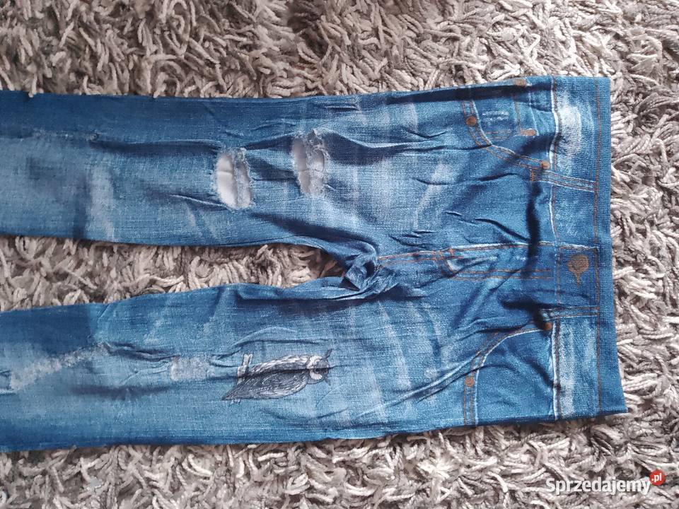 Legginsy prawdziwe dziury imitacja jeansu Spodnie Chrzanów