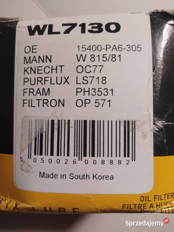 Filtr oleju WIX Filters WL 7130 OP 571 Honda Dubiecko