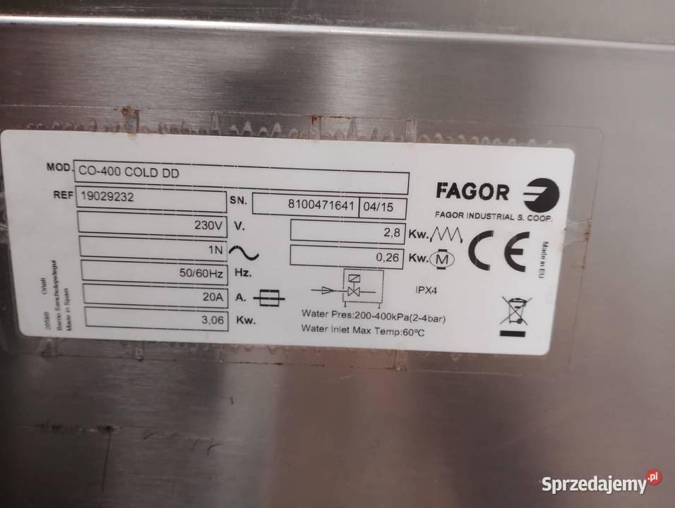 Zmywarka do szkła CO400 COLD DD FAGOR Wrocław