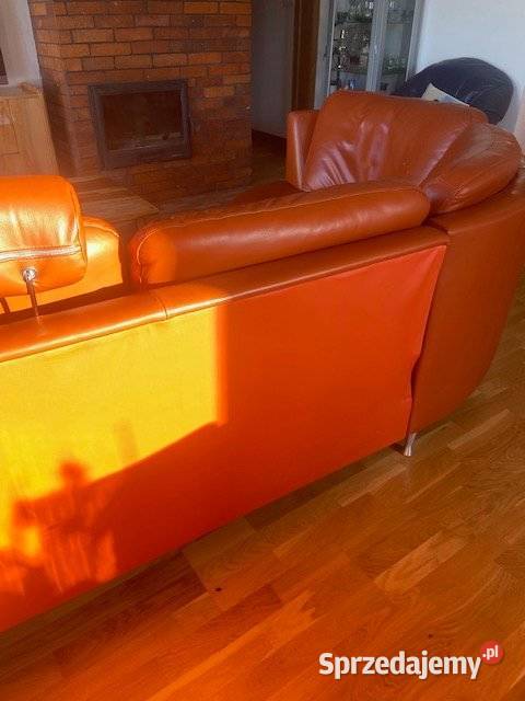 Skórzany narożnik z funkcją spania podnóżek dolnośląskie Legnica