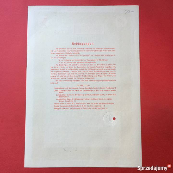 25 Papiery wartościowe 500 reichsmark zachodniopomorskie Szczecin