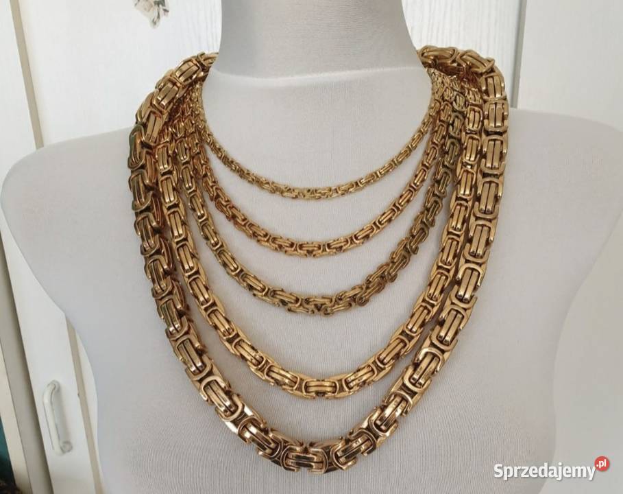 Gruby łańcuszek męski splot królewski stal