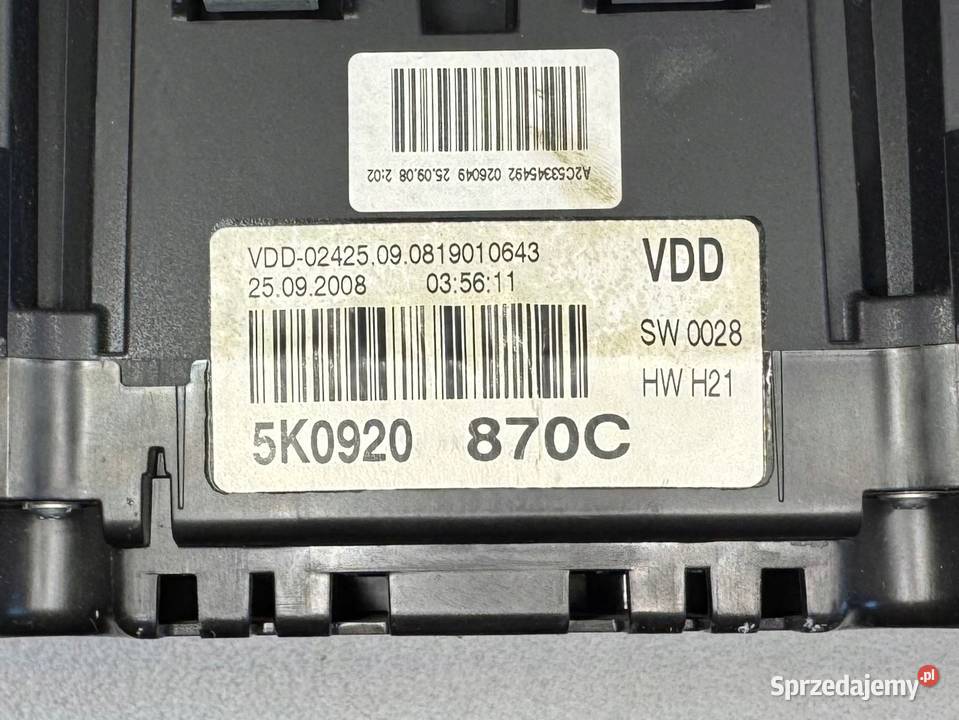 LICZNIKA ZEGARY VOLKSWAGEN GOLF VI 5K0920870C