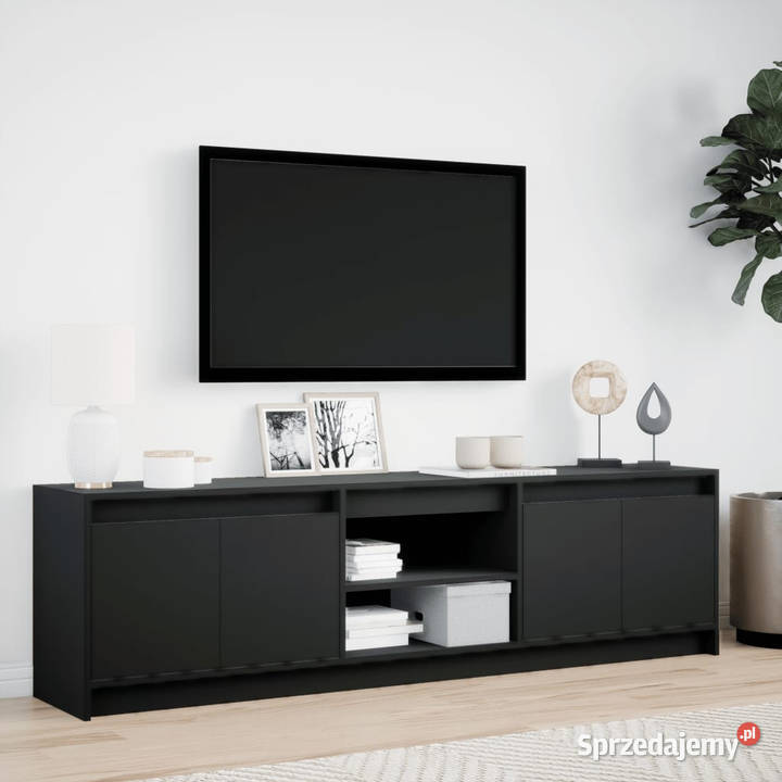 Szafka TV z LED czarna 180x34x50 materiał mazowieckie Warszawa sprzedam