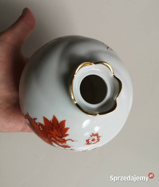 Wazon kula Czerwony Smok Meissen vintage