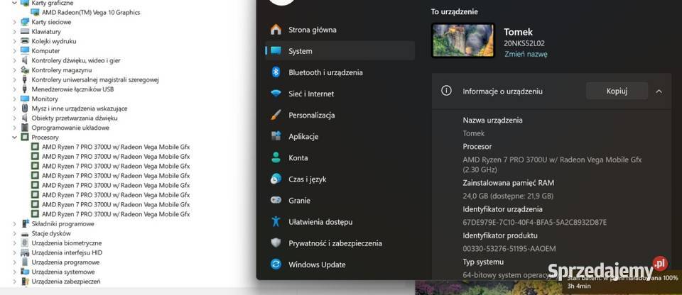 Laptop Lenovo T495 Ryzen 7 PRO 3700U VEGA 10 Elektronika Gołdap sprzedam