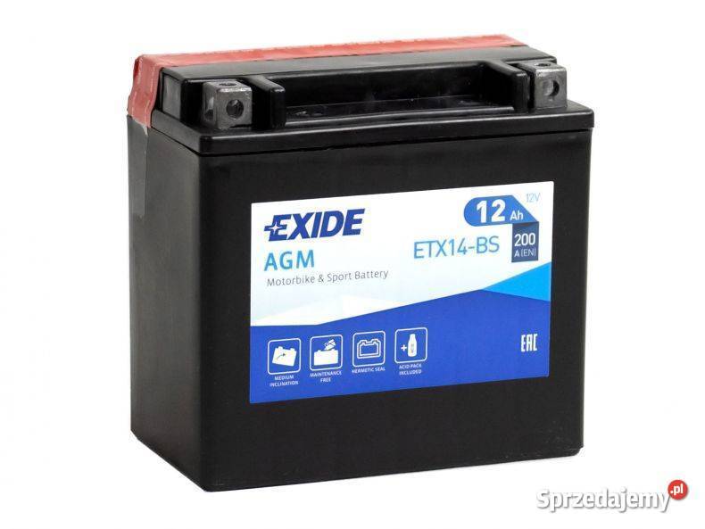 Akumulator motocyklowy EXIDE ETX14BS YTX14BS 12V podkarpackie Mielec