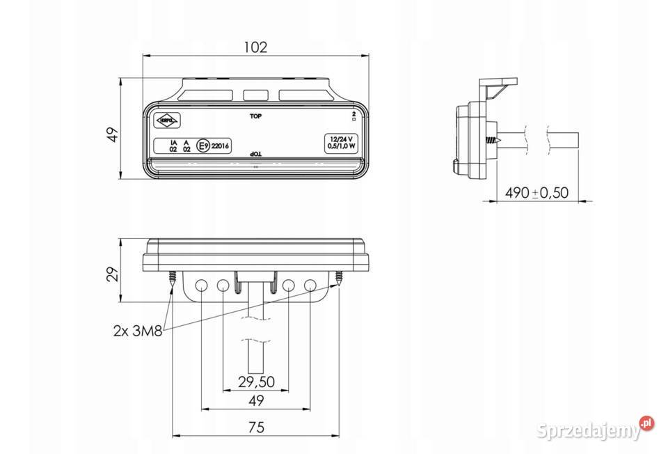 Lampa obrysowa SLIM XS pomarańczowa boczna z Chełm