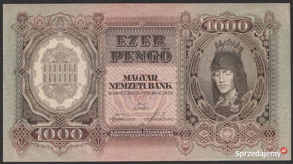 Węgry 1000 pengo 1943 F 090 STAN 12 łódzkie Łódź