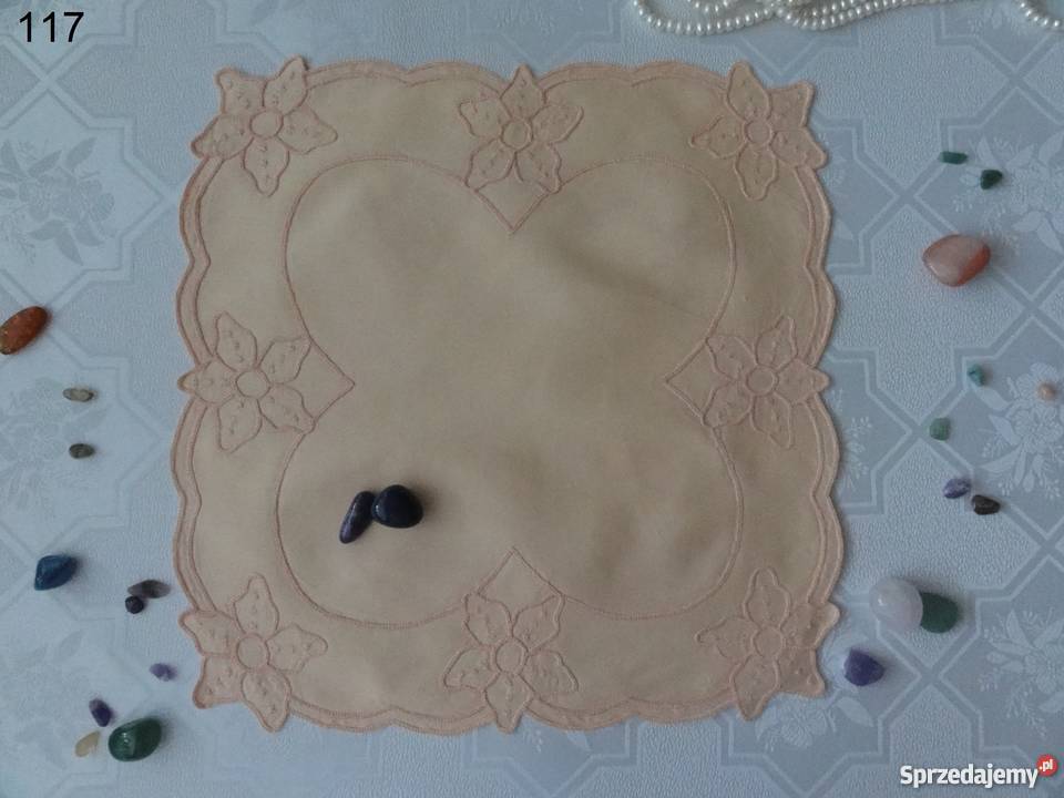 Serwetki kolorowe morelowe wyszywane haf Lublin