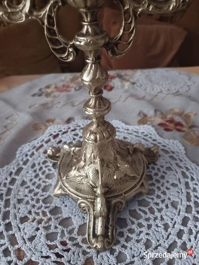 Piękny masywny mosiężny świecznik Poznań