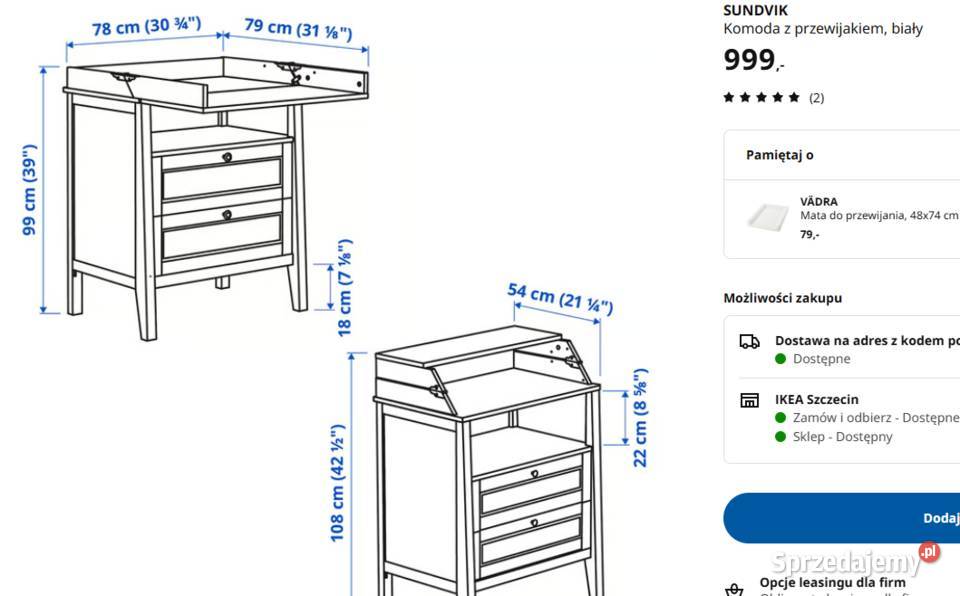 Komodę z przewijakiem Sudvik przewijak marki Szczecin