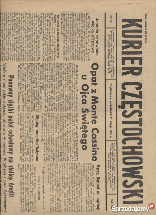 Kurier Częstochowski RVI 1944 44 Szczecin