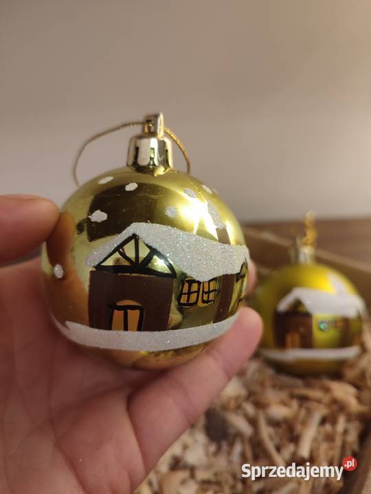 Bombki choinkowe złote ozdoba świąteczna domek