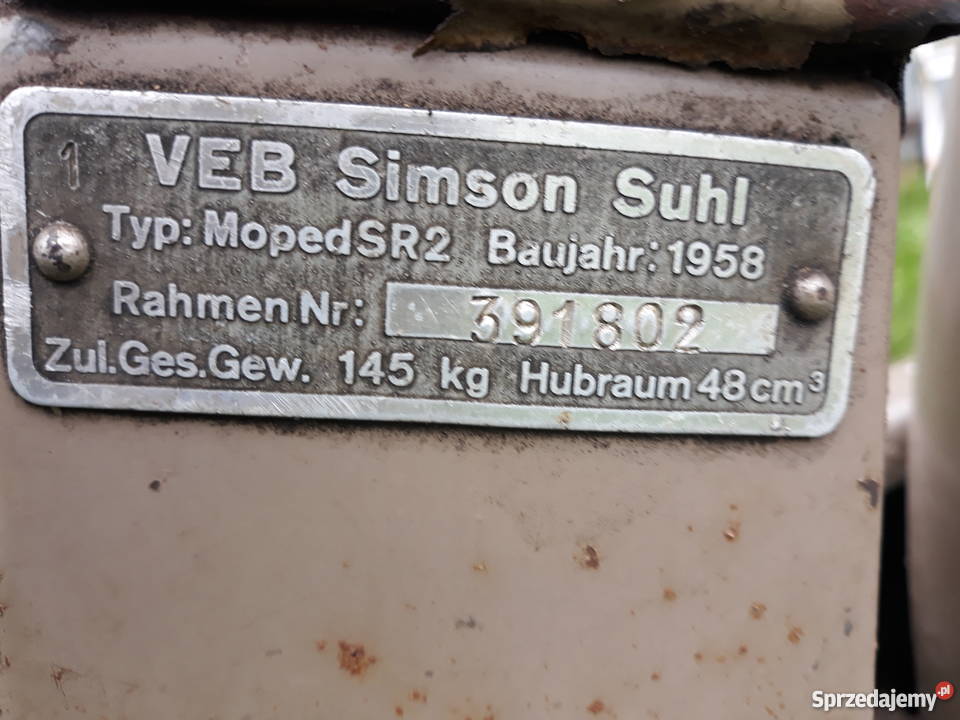 Sprzedam Klasyka Motor Simson z 1958r Fasty