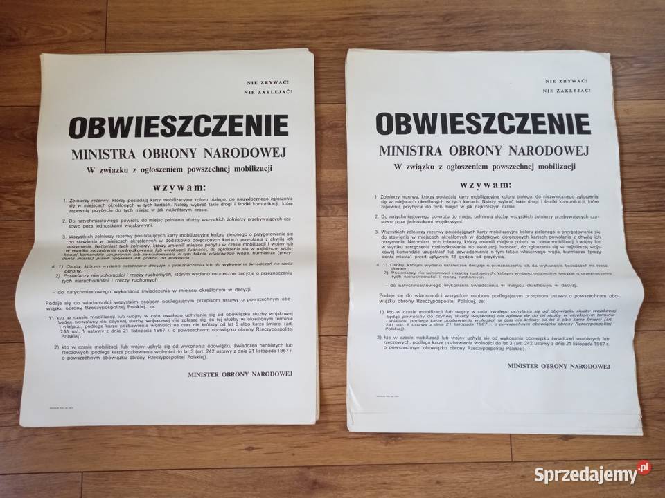 Obwieszczenie ministra obrony narodowej Konstantynów Łódzki sprzedam