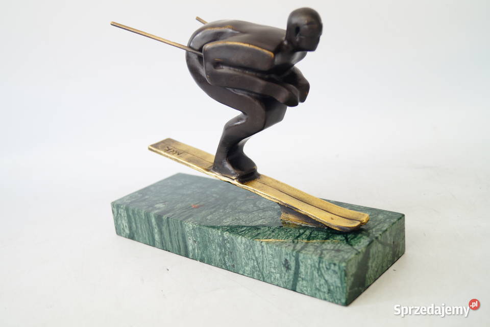 Figura z brązu NARCIARZ rzeźba sportowiec narty Gizałki