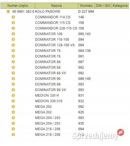 KOŁO PASOWE SIECZKARNI CLAAS 0613630 061363 pomorskie Starogard Gdański