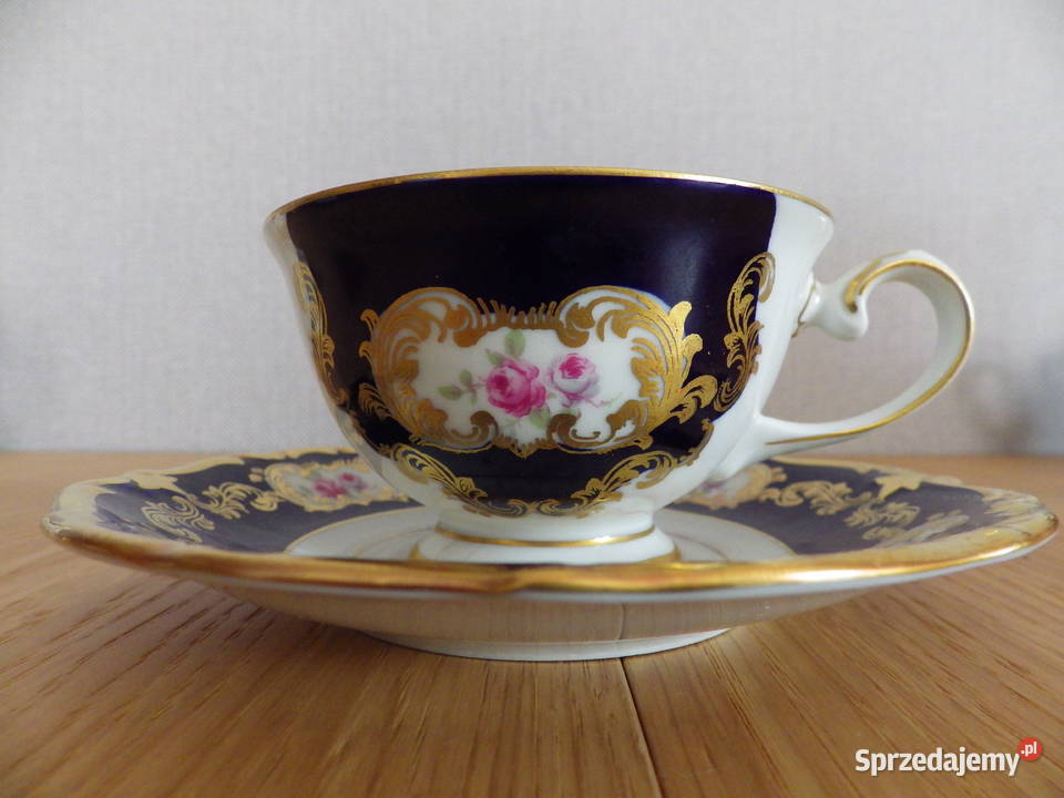 Serwis kawowy deserowy do herbaty kobaltowozłoty łódzkie Łódź sprzedam