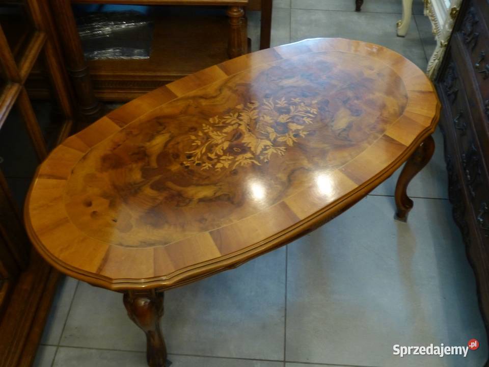 Wspaniały intarsjowany stolik ludwikowskisklep śląskie Dąbrowa Górnicza