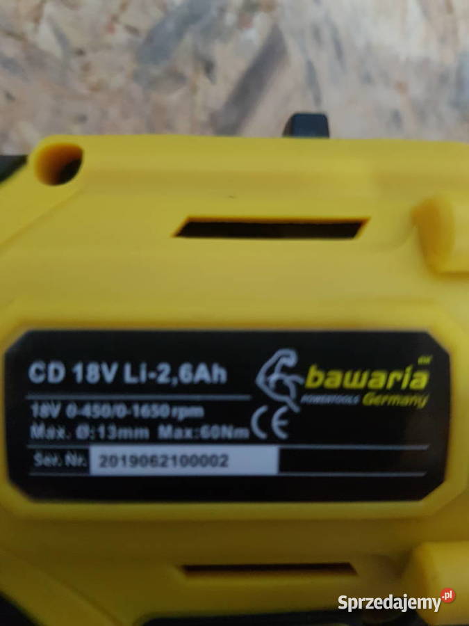 WIERTARKO WKRĘTARKA BAWARIA AKUMULATOR 18v 26 ah