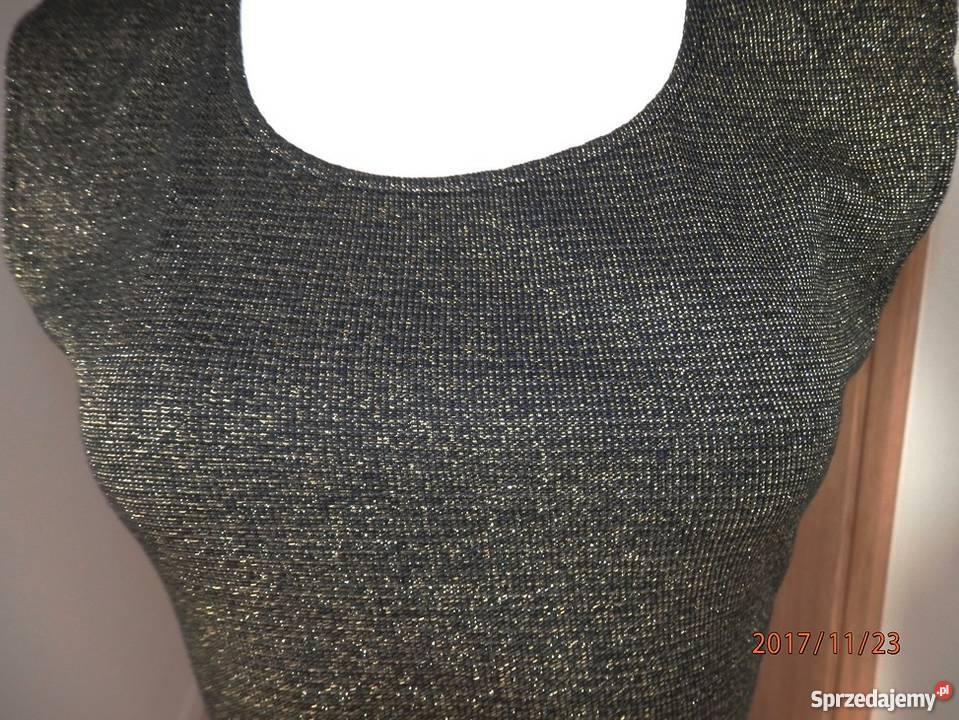 Sukienka Złota Dopasowana Ołówkowa Wieczorowa czarny Łomża