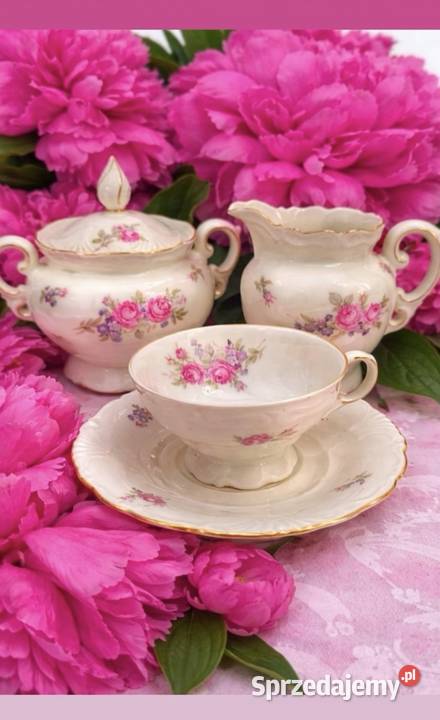 Porcelana zdobiona motywem róż łódzkie Pabianice