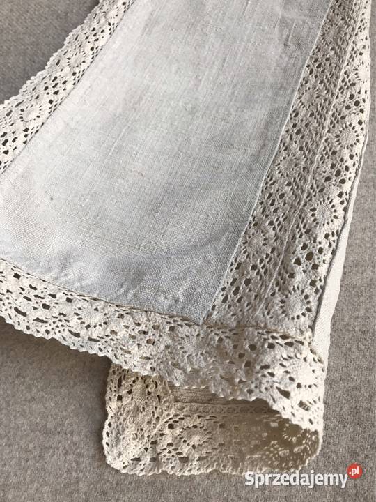 Lniana serweta bieżnik bawełniana koronka Warszawa