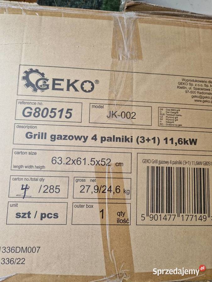 Grill gazowy 4 palniki 31 116kW G80515 Głogowa