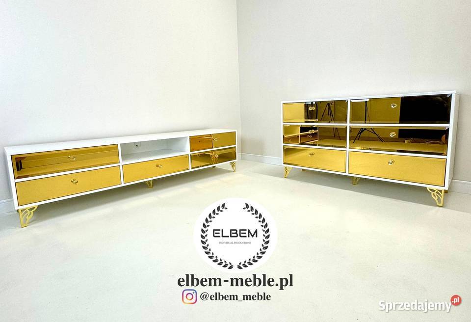 Komoda Glamour LAKIEROWANA biały połysk złoty 45cm Wrocław