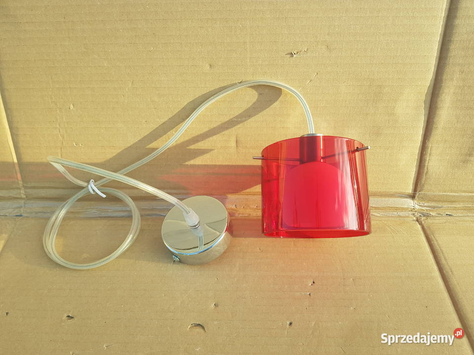 Lampa wisząca TUBA czerwona SZKŁO do przedpokoju