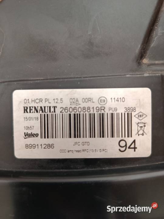 Lampa Lewy Przód Renault Espace V 260608819R Lampy przednie Lampy przednie podkarpackie