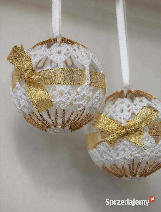 Bombki szydełkowe białozłote rękodzieło 2 lubelskie Lublin sprzedam