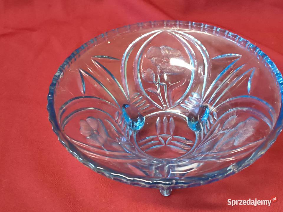 Secesyjna patera szklana na nóżkach szkło łódzkie sprzedam