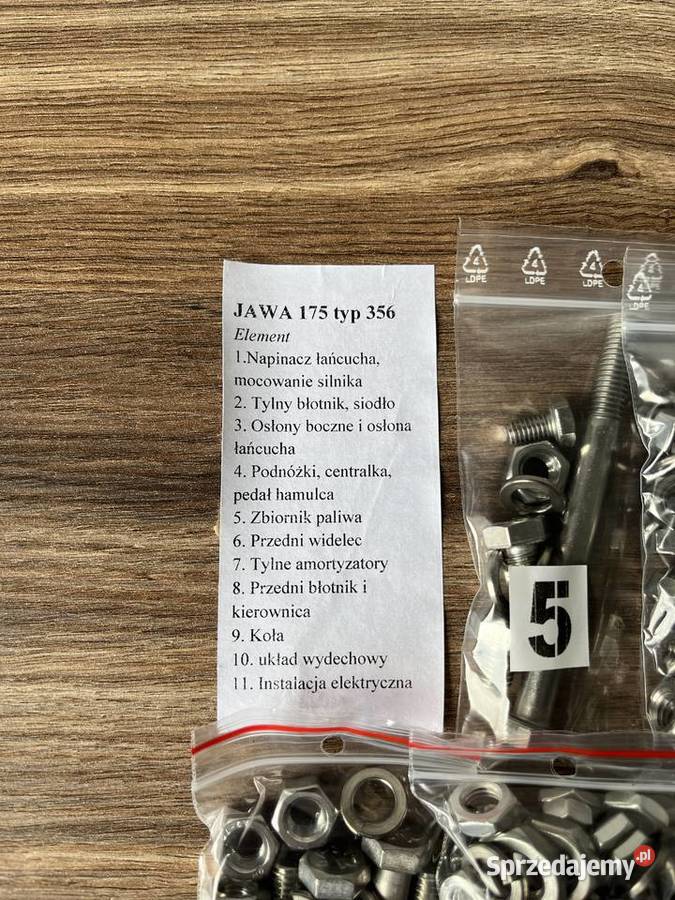 NOWY KOMPLET ŚRUB ŚRUBY NIERDZEWNE JAWA 175 TYP