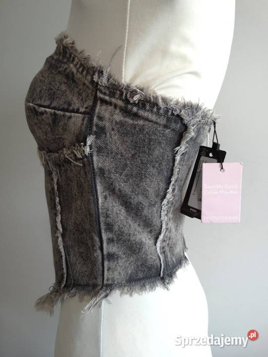 Bluzka Gorsetowa Top Gorset Jeansowy Czarny by podlaskie Łomża