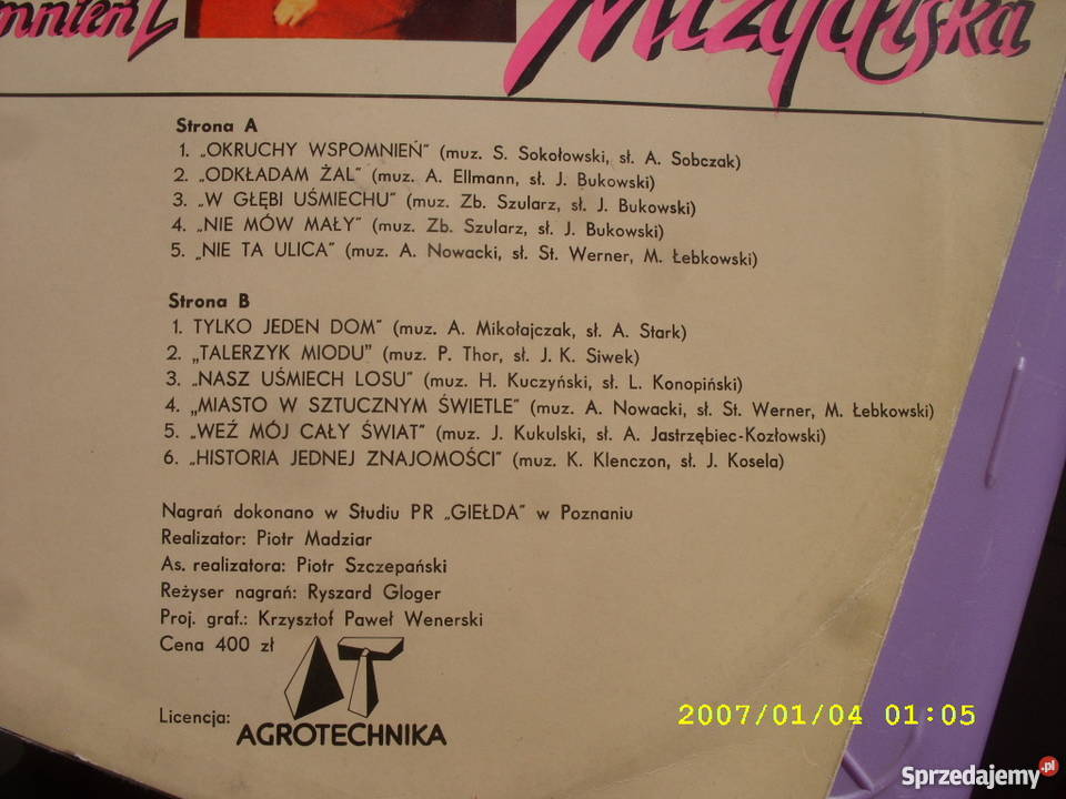 LP pop DANUTA MIZGALSKAOKRUCHY WSPOMNIEN pop Wołów