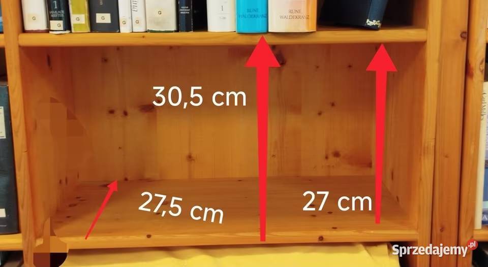 duży regał sosnowy na kółkach 59cm