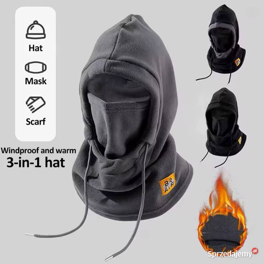 Czapka Kaptur Komin Kominiarka Polar Uniwersalna Uniseks Poraj