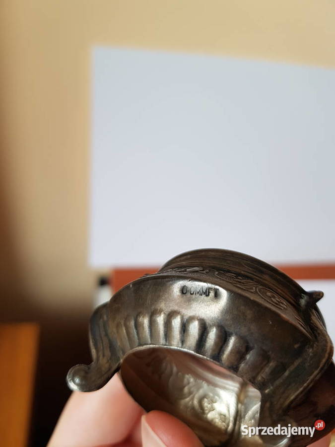 Dwie stare sygnowane solniczki z łyżeczkami ZSRR Dąbrowa Górnicza